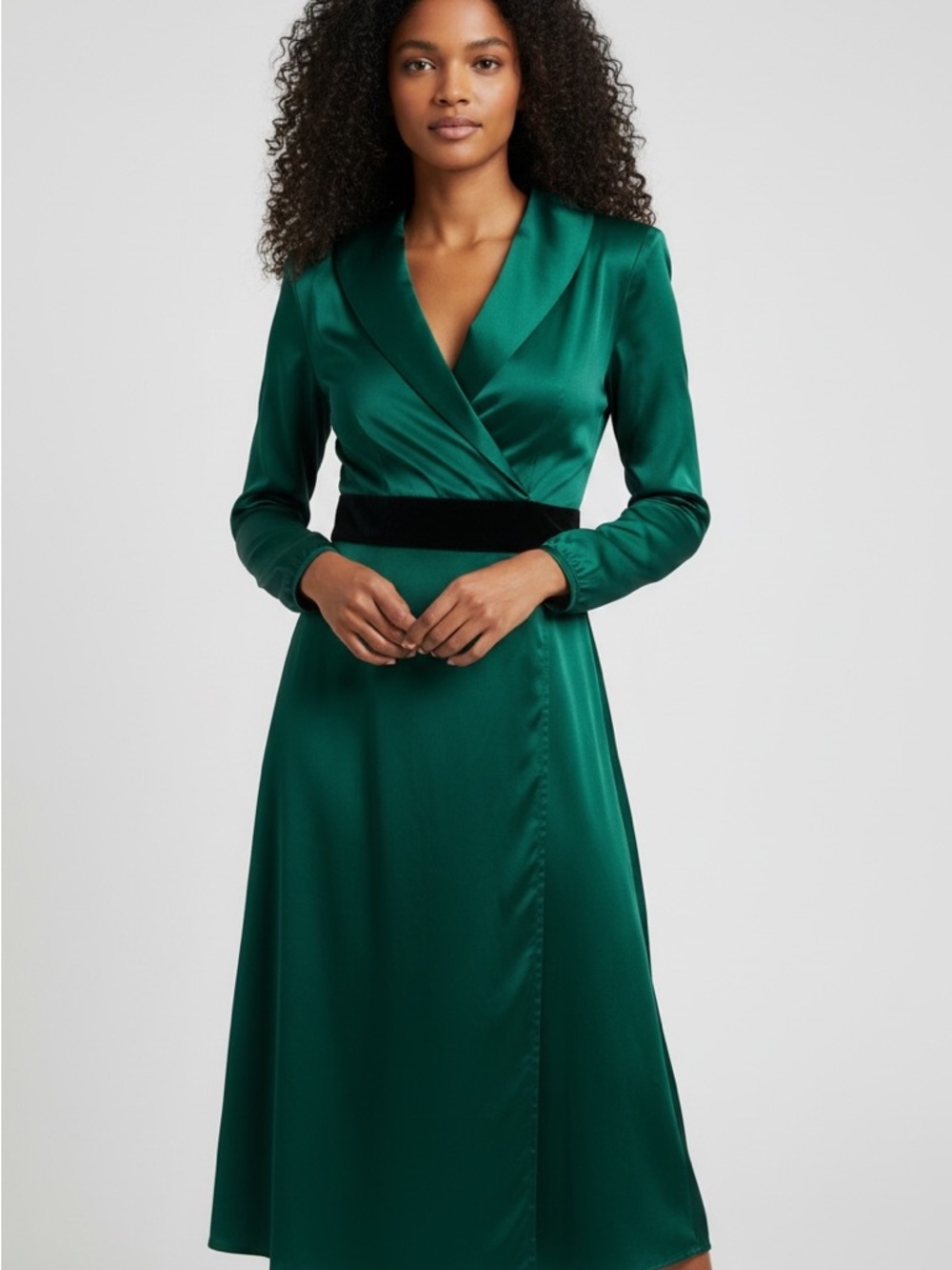 Donna Ricco Emerald Long Sleeve Dress